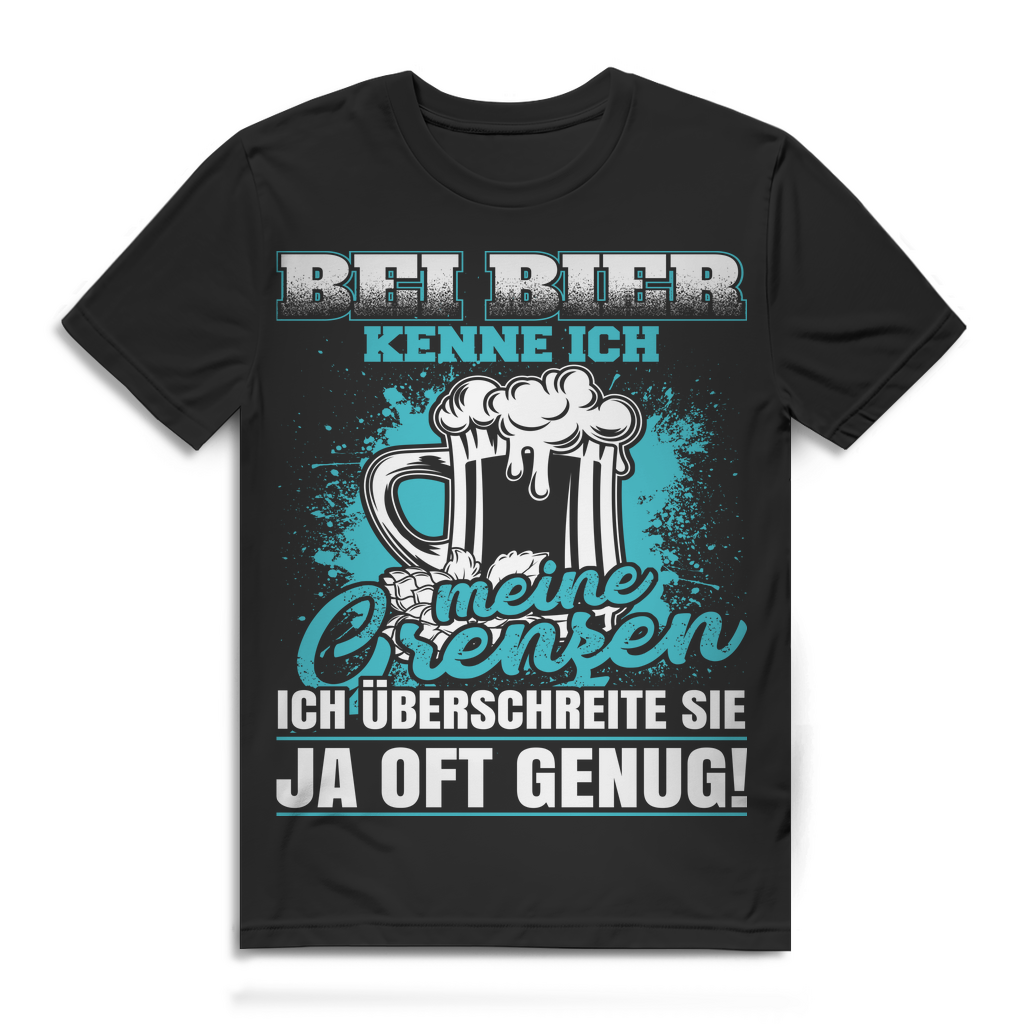 Bei Bier kenne ich meine Grenzen – Männer Funshirt mit lustigem Spruch Black