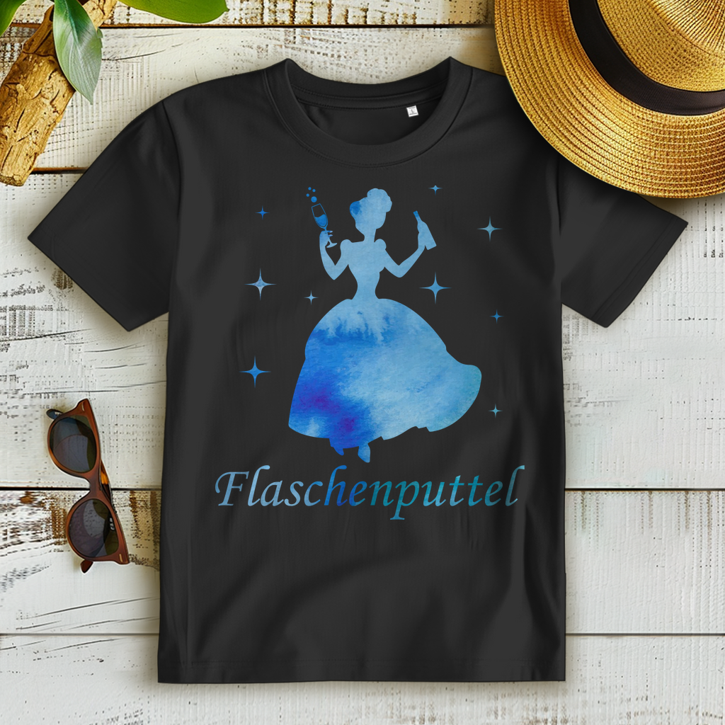 Flaschenputtel Aschenputtel Prinzessin Aquarell Blau - Damen Premium Bio T-Shirt Schwarz