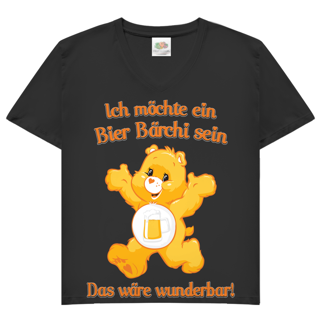 Damen V-Neck T-Shirt Ich möchte ein Bier Bärchi sein das wäre wunderbar! Black