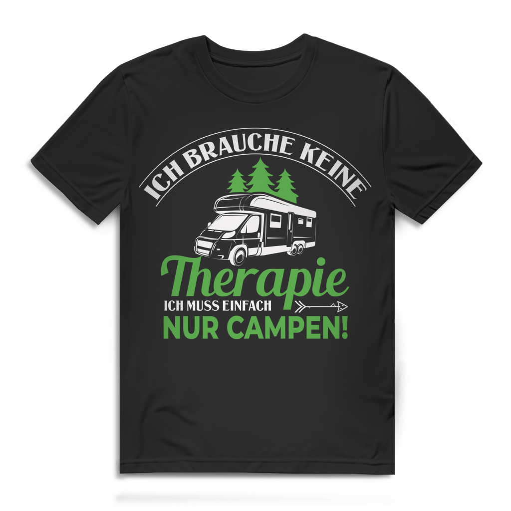 Camping Shirt Herren Ich brauche keine Therapie Spruch Wohnmobil T Shirt Männer Black
