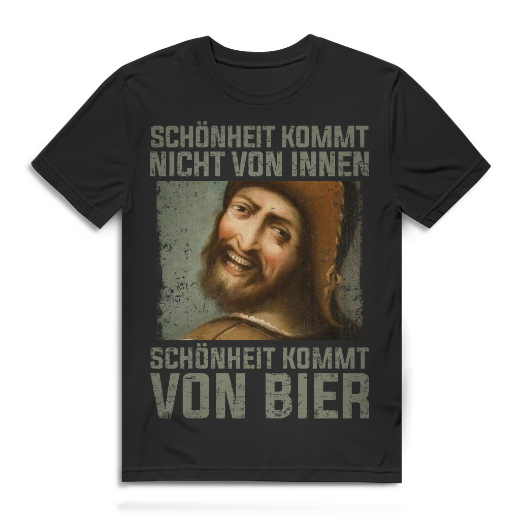 Herren T-Shirt Schönheit kommt nicht von innen sondern von Bier Black