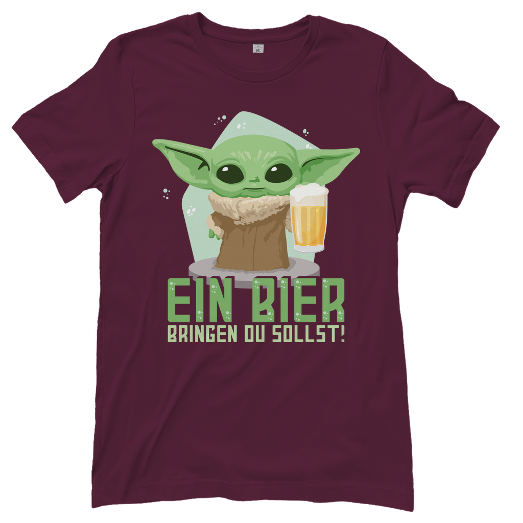 Ein Bier bringen du sollst Baby Yoda Grogu - Damenshirt Burgundy