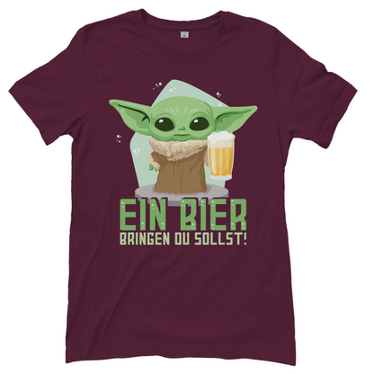 Ein Bier bringen du sollst Baby Yoda Grogu - Damenshirt Burgundy