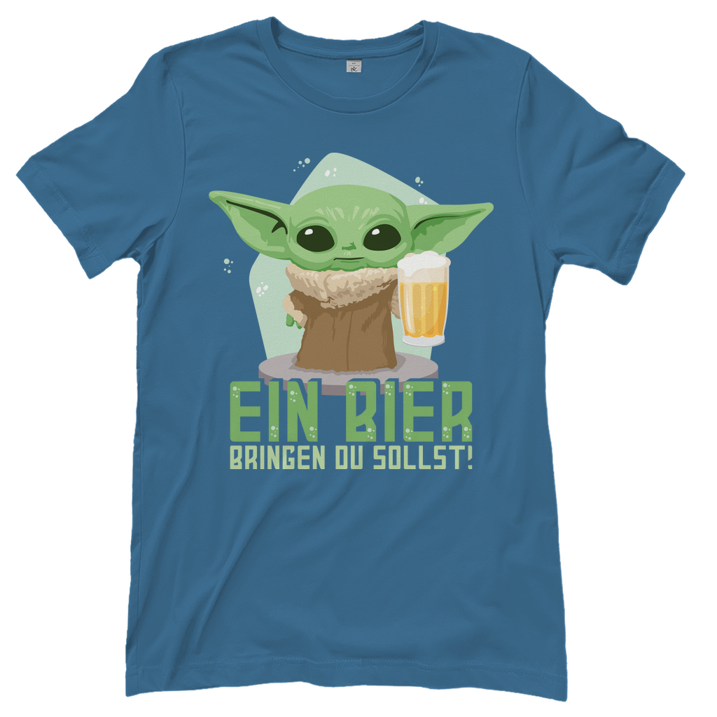 Ein Bier bringen du sollst Baby Yoda Grogu - Damenshirt Stone Blue
