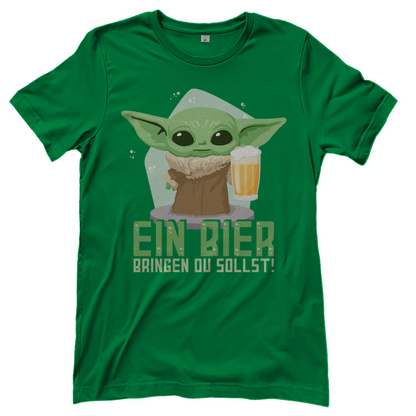 Ein Bier bringen du sollst Baby Yoda Grogu - Damenshirt Kelly Green