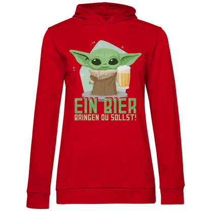 Ein Bier bringen du sollst Baby Yoda Grogu - Damen Hoodie Red