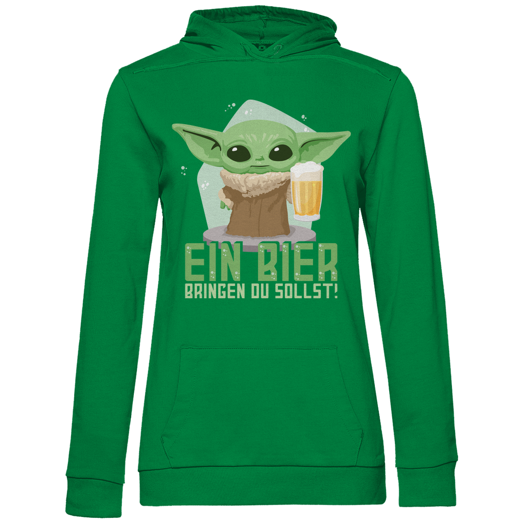 Ein Bier bringen du sollst Baby Yoda Grogu - Damen Hoodie Kelly Green