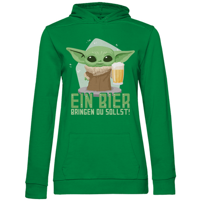 Ein Bier bringen du sollst Baby Yoda Grogu - Damen Hoodie Kelly Green