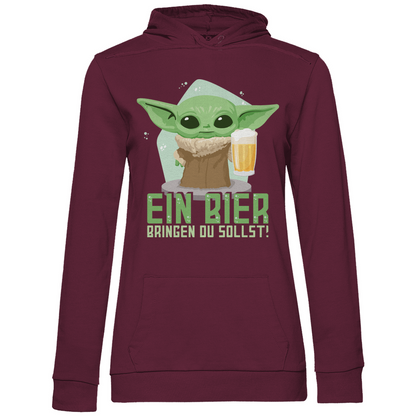 Ein Bier bringen du sollst Baby Yoda Grogu - Damen Hoodie Wine