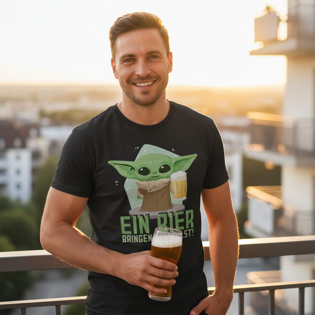 Ein Bier bringen du sollst Baby Yoda Grogu - Herren Shirt