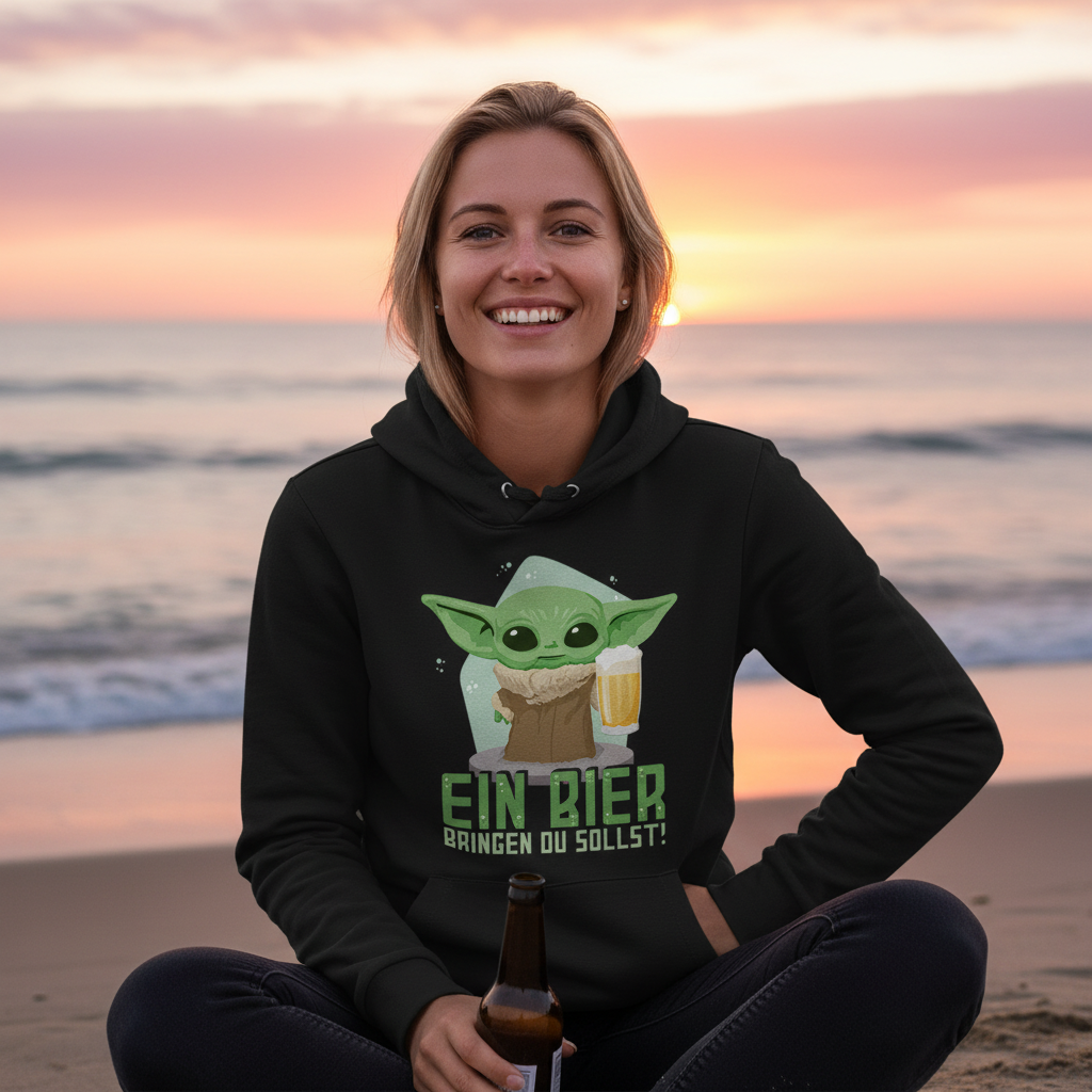 Ein Bier bringen du sollst Baby Yoda Grogu - Damen Hoodie