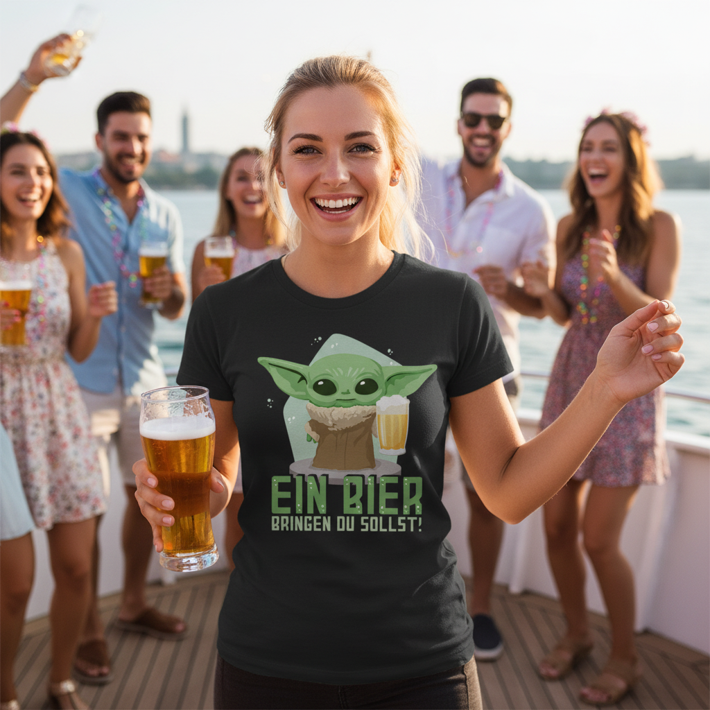Ein Bier bringen du sollst Baby Yoda Grogu - Damenshirt