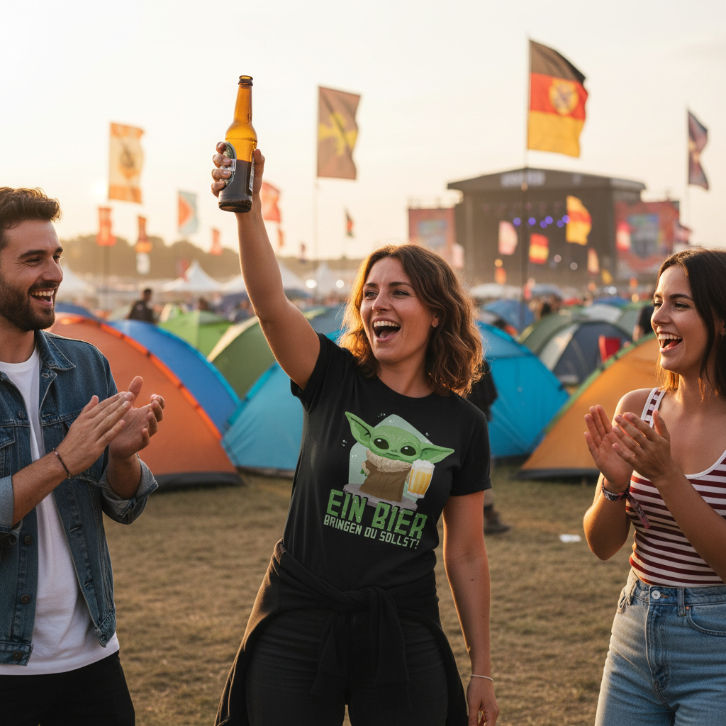 Ein Bier bringen du sollst Baby Yoda Grogu - Damenshirt