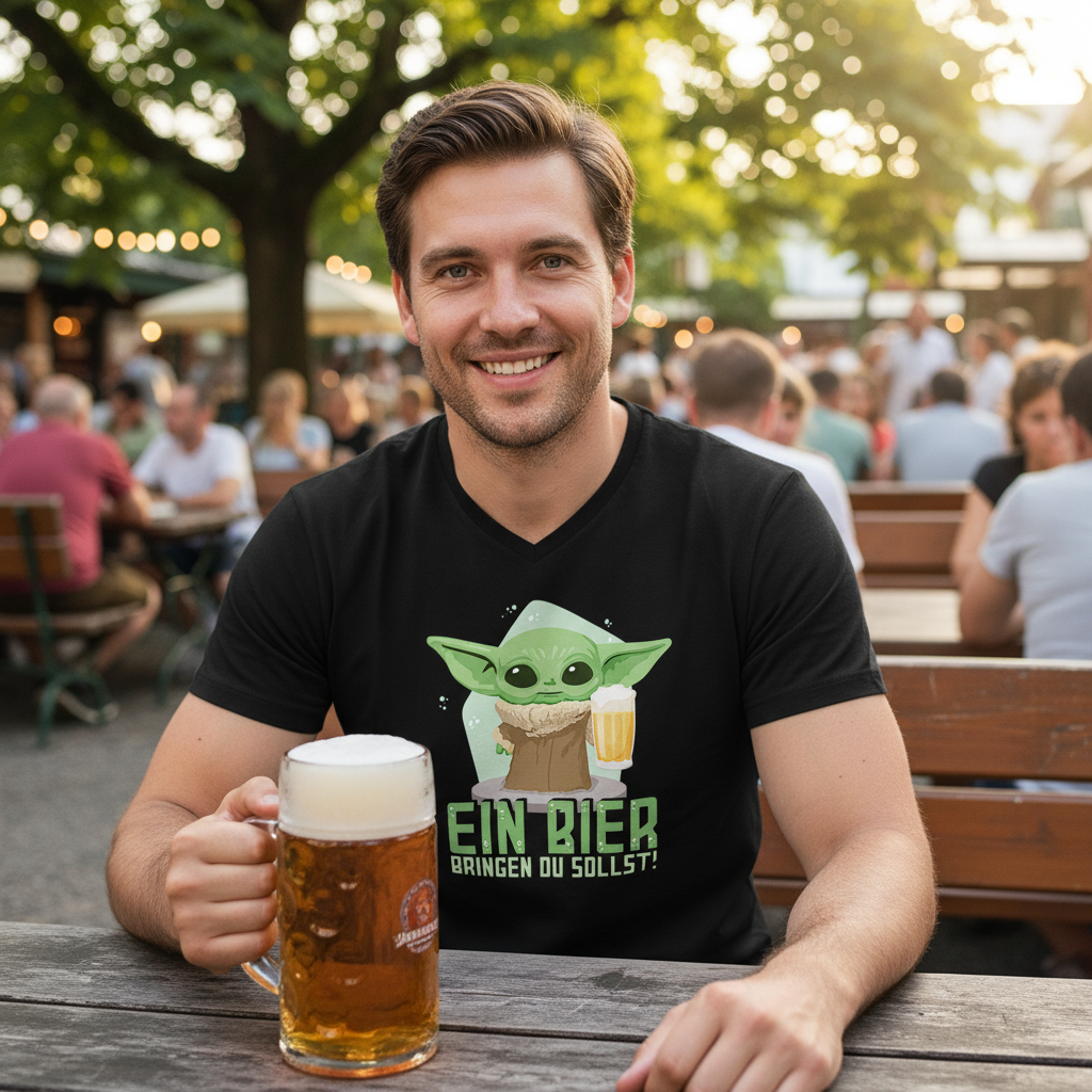 Ein Bier bringen du sollst Baby Yoda Grogu - Herren V-Neck Shirt