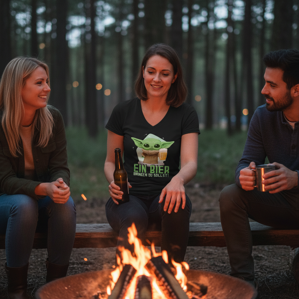 Ein Bier bringen du sollst Baby Yoda Grogu - V-Neck Damenshirt