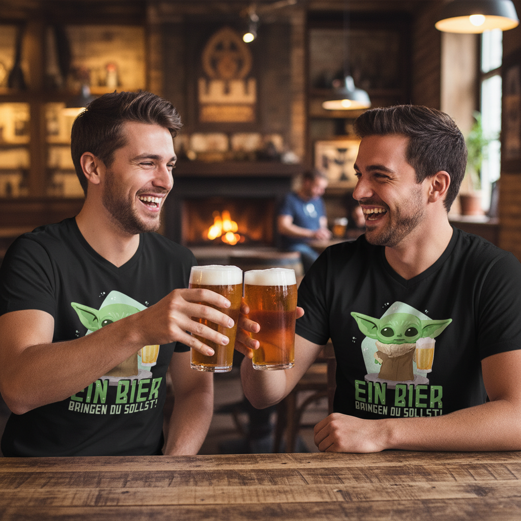 Ein Bier bringen du sollst Baby Yoda Grogu - Herren V-Neck Shirt