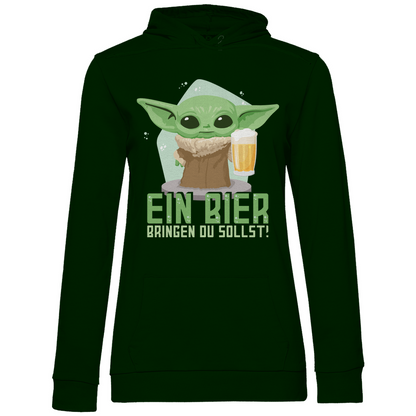 Ein Bier bringen du sollst Baby Yoda Grogu - Damen Hoodie Forest Green