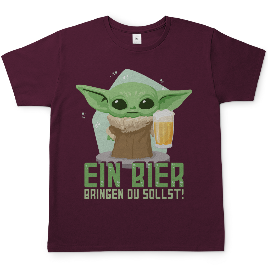 Ein Bier bringen du sollst Baby Yoda Grogu - Herren Shirt Burgundy