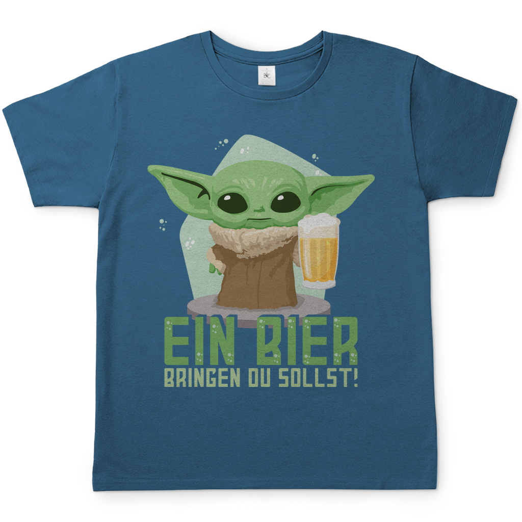 Ein Bier bringen du sollst Baby Yoda Grogu - Herren Shirt Stone Blue