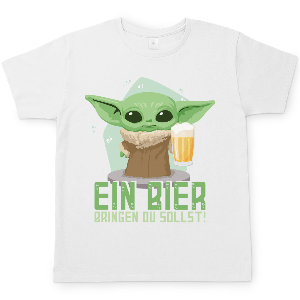 Ein Bier bringen du sollst Baby Yoda Grogu - Herren Shirt White