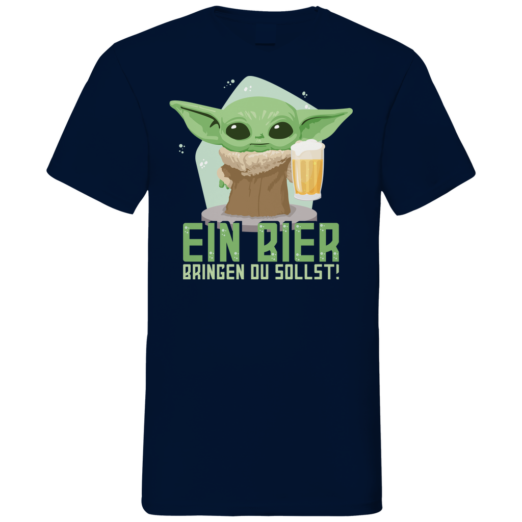 Ein Bier bringen du sollst Baby Yoda Grogu - Herren V-Neck Shirt Navy