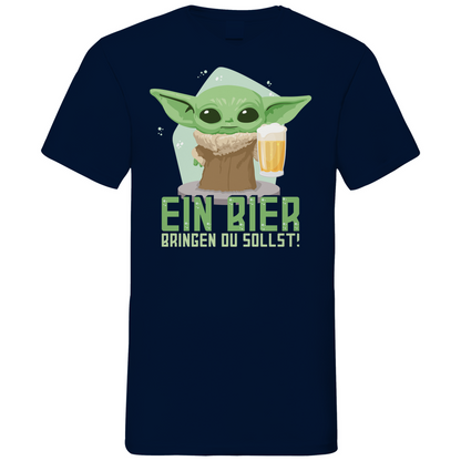Ein Bier bringen du sollst Baby Yoda Grogu - Herren V-Neck Shirt Navy