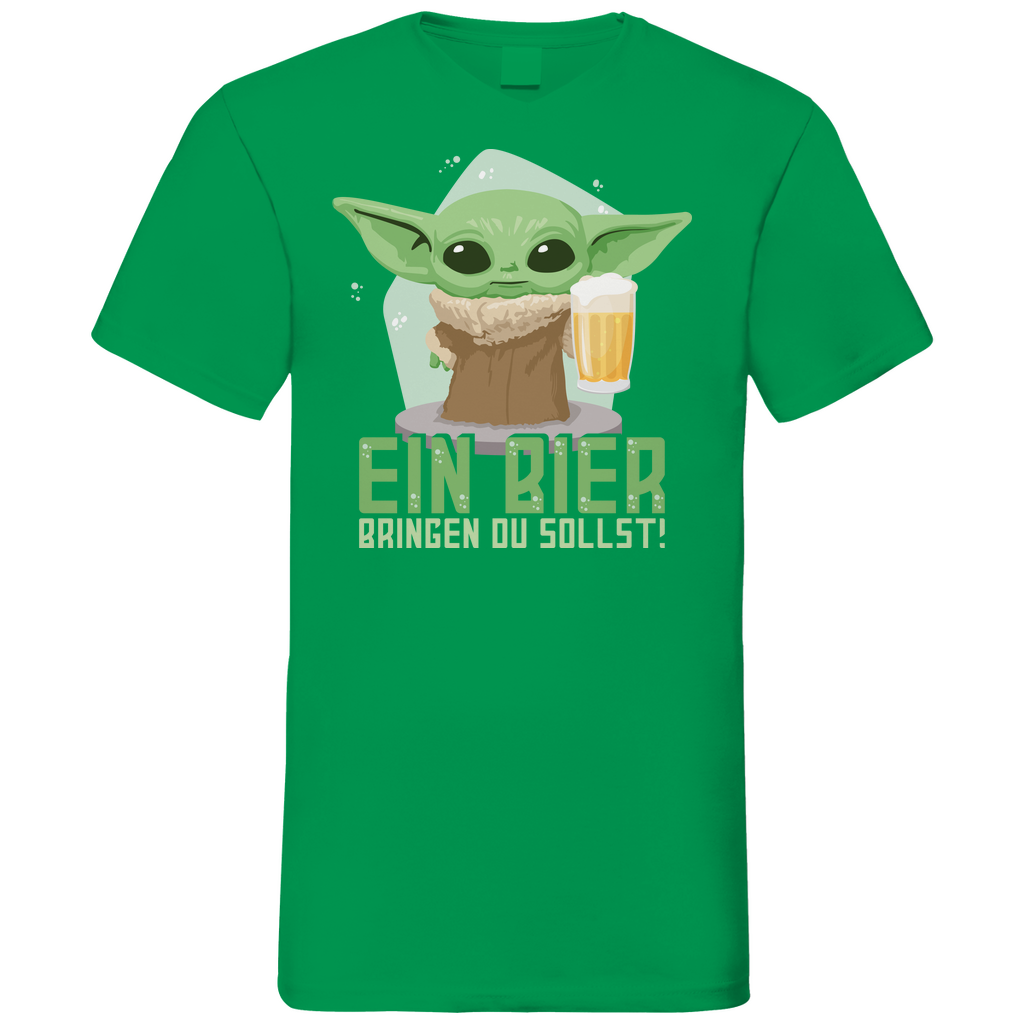 Ein Bier bringen du sollst Baby Yoda Grogu - Herren V-Neck Shirt Kelly Green