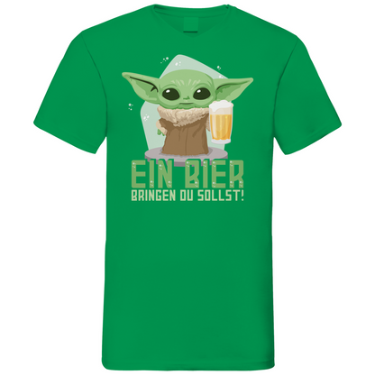 Ein Bier bringen du sollst Baby Yoda Grogu - Herren V-Neck Shirt Kelly Green