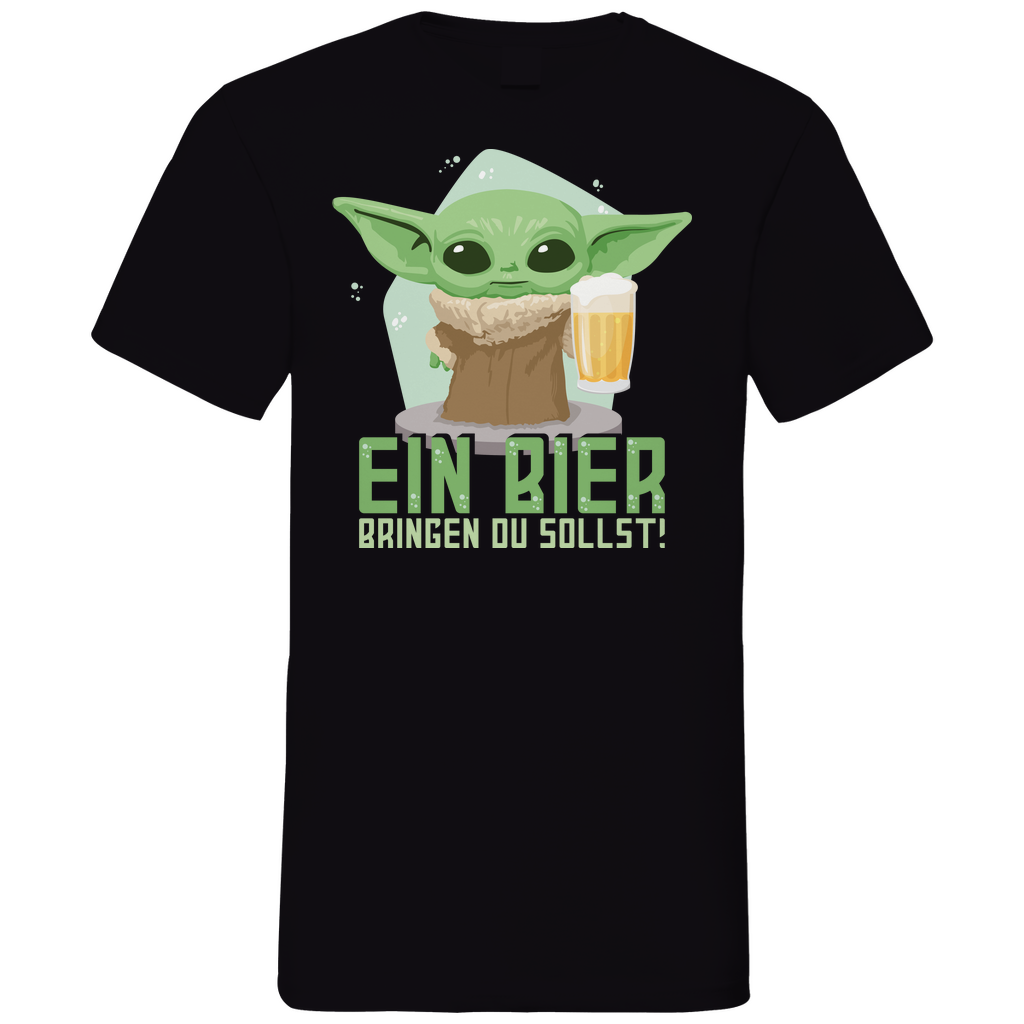 Ein Bier bringen du sollst Baby Yoda Grogu - Herren V-Neck Shirt Black