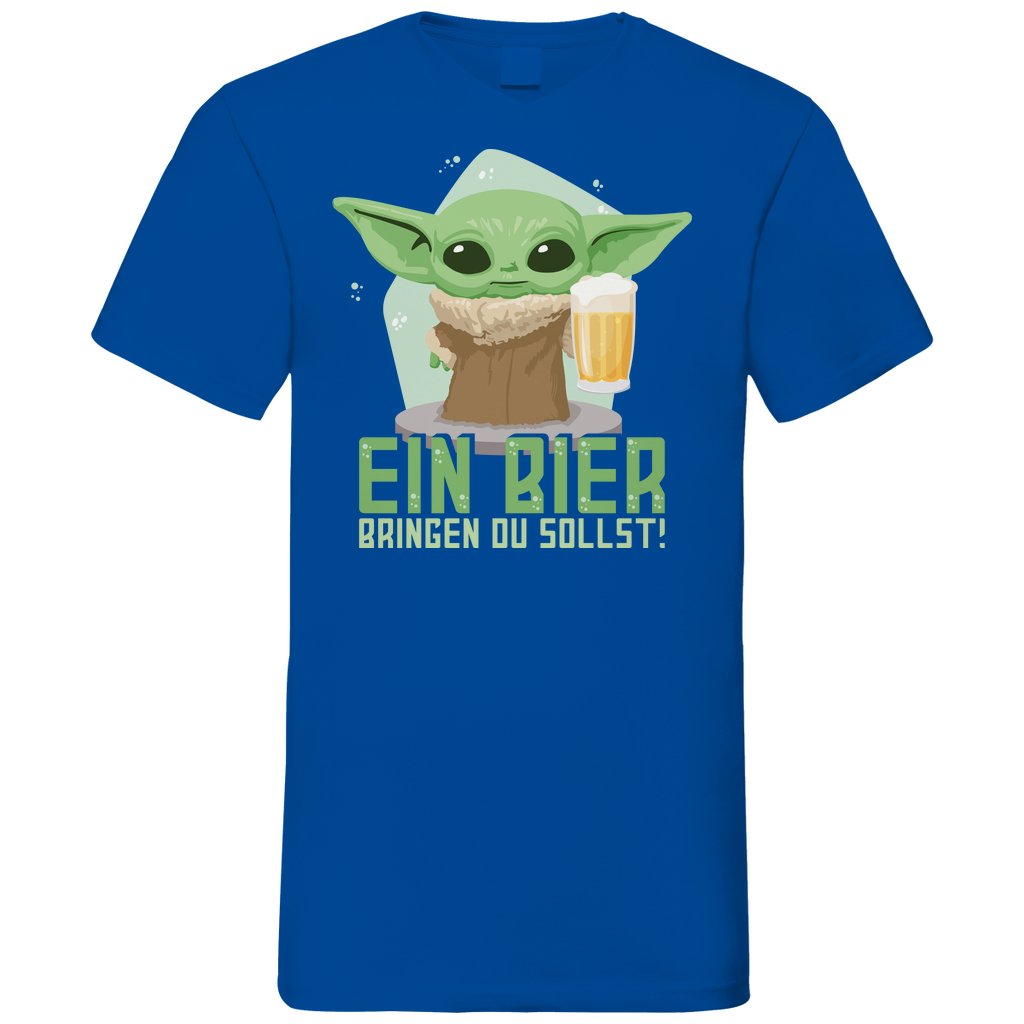 Ein Bier bringen du sollst Baby Yoda Grogu - Herren V-Neck Shirt Royal Blue