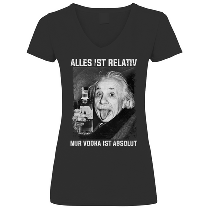 Alles ist Relativ nur Vodka ist Absolut - V-Neck Damenshirt Black