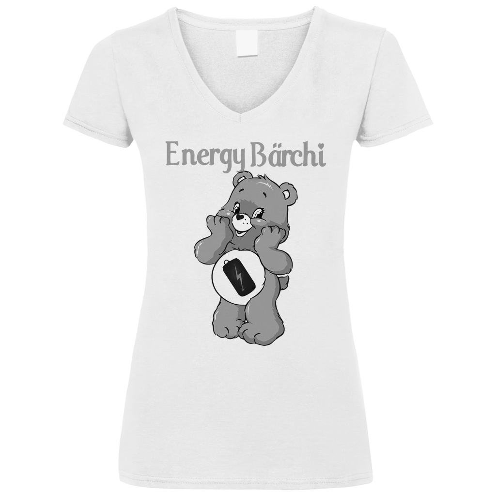 Energy Bärchi - Glücksbärchi - V-Neck Damenshirt White