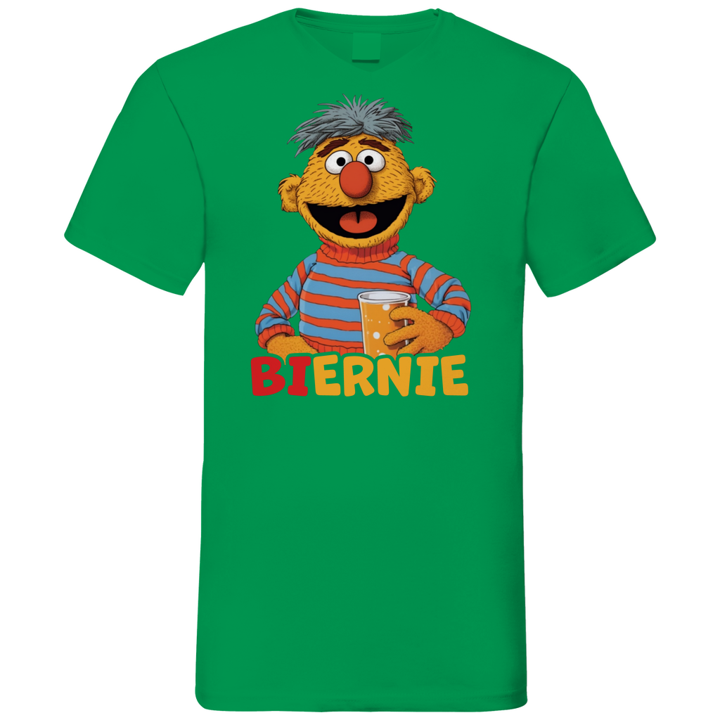 Sesamstraße - Ernie Biernie - Herren V-Neck Shirt Kelly Green