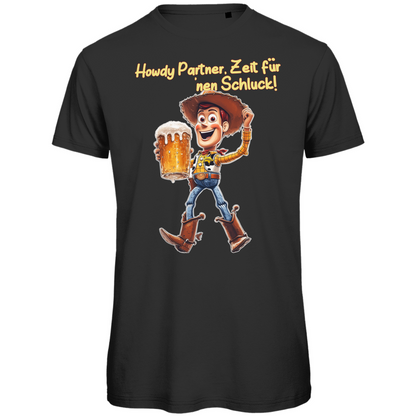 Howdy Partner Zeit für nen Schluck - Woody Toy Story - Herren Premium Bio T-Shirt Black