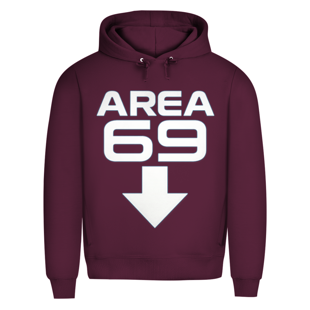 Herren Premium Bio Hoodie Area 69 Burgundy