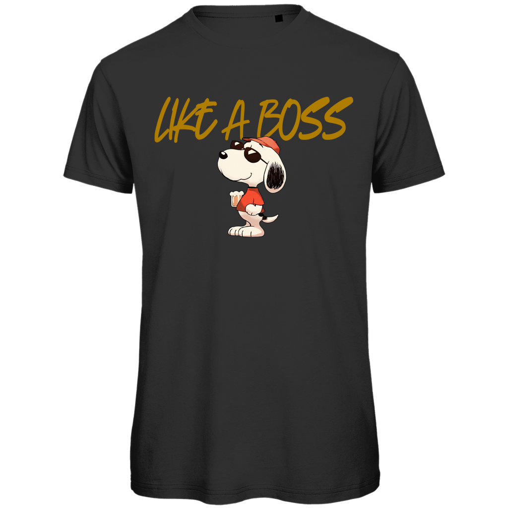 Peanuts Snoopy mit Bier Like a Boss - Herren Premium Bio T-Shirt Black