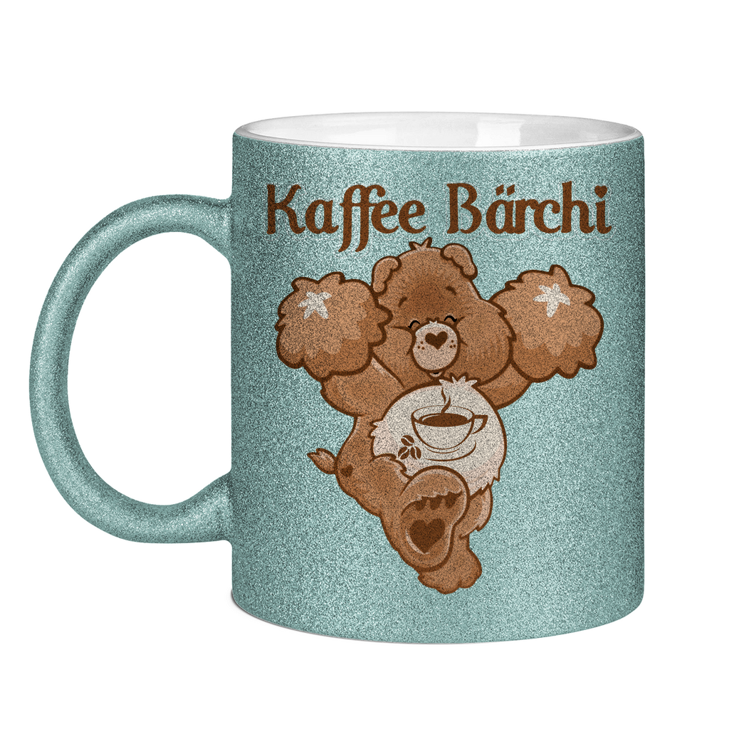 Kaffee Bärchi - Glücksbärchi - Glitzertasse Light Blue Glitter