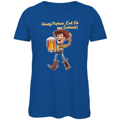 Howdy Partner Zeit für nen Schluck - Woody Toy Story - Damen Premium Bio T-Shirt Royal Blue