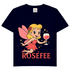 Damen V-Neck T-Shirt ROSÉFEE – Rosé Wein Fee Motiv mit femininer V-Ausschnitt Deep Navy