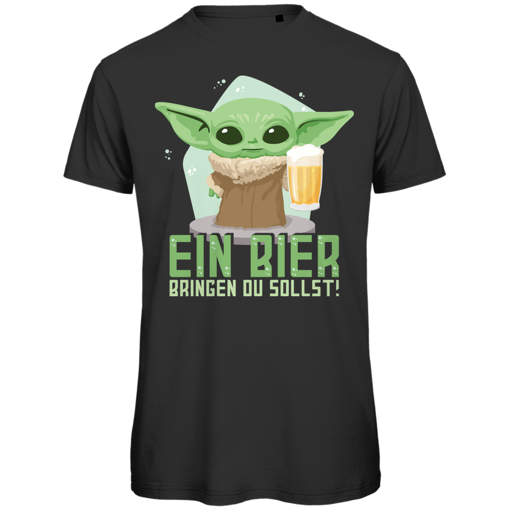 Ein Bier bringen du sollst – Herren Bio T-Shirt | Baby Yoda Grogu Parodie Black