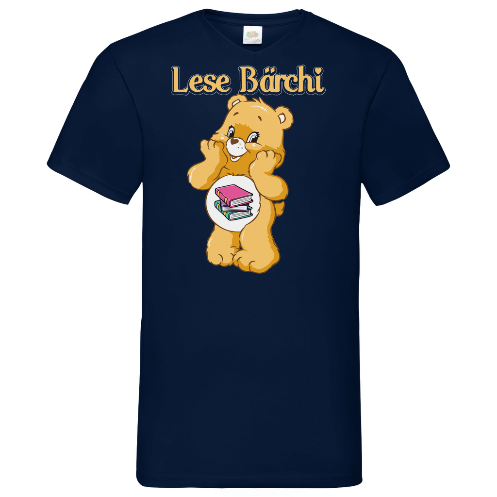 Lese Bärchi - Glücksbärchi - Herren V-Neck Shirt Navy