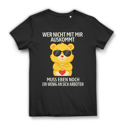 Damen Premium Bio T-Shirt Wer nicht mit mir auskommt Glücksbärchi Black