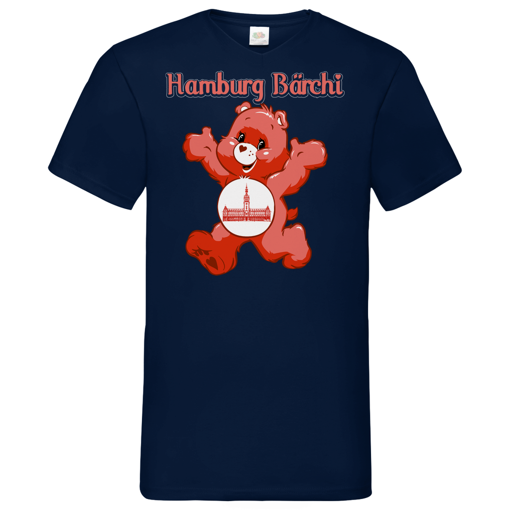 Hamburg Bärchi - Glücksbärchi - Herren V-Neck Shirt Navy