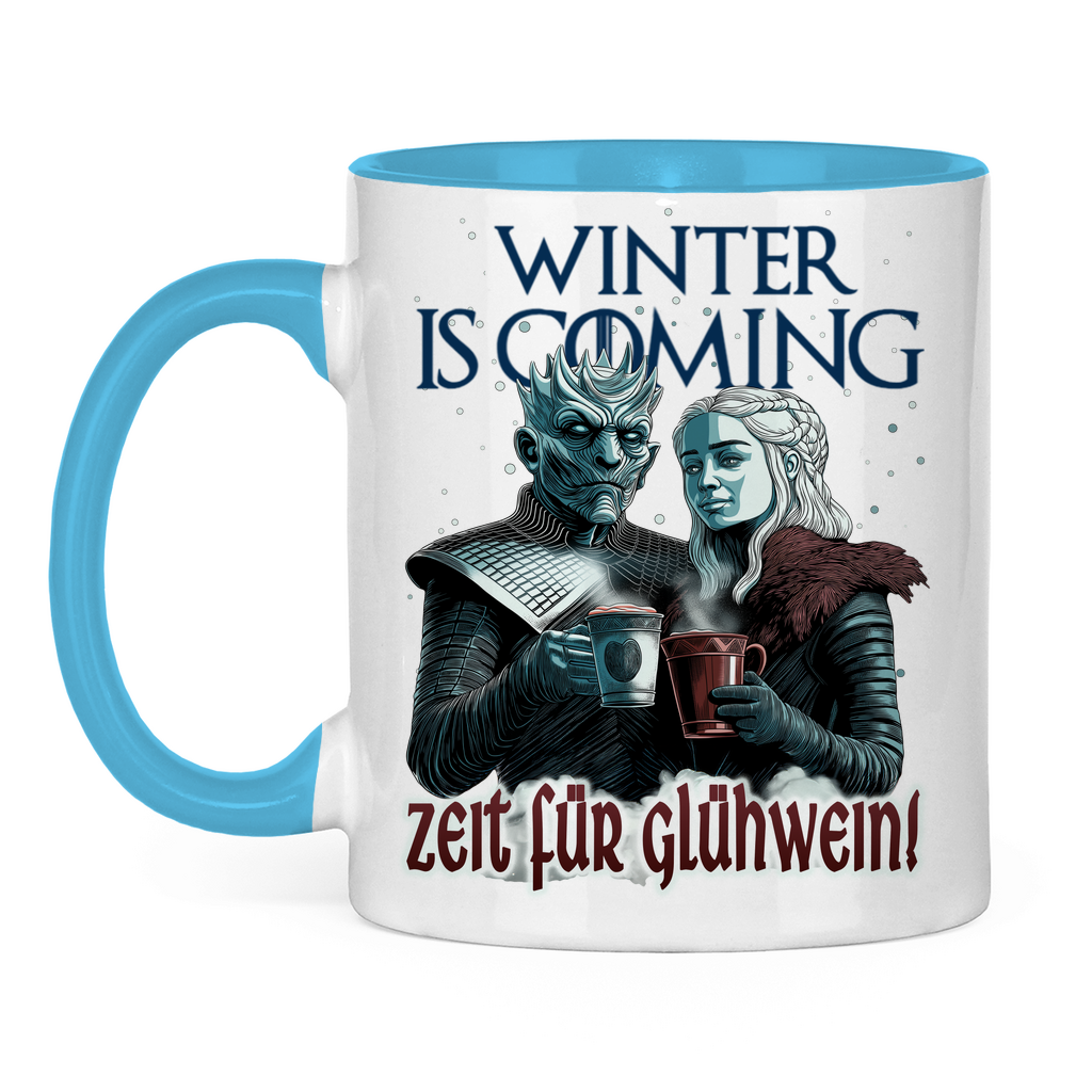 Winter is coming - Zeit für Glühwein - Tasse zweifarbig Light Blue