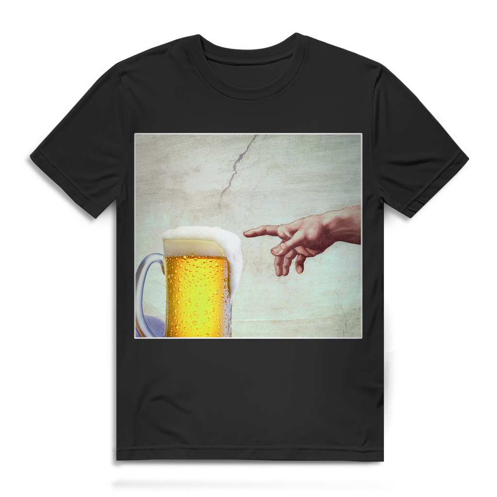 Bier Shirt Gottes Hand – Lustiges Herren T-Shirt Kunstliebhaber &amp; Biertrinker Black