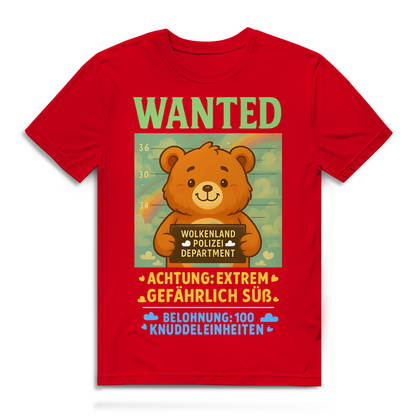 Herren Premium Bio T-Shirt Wanted Glücksbärchi Wolkenland Extrem Gefährlich Süß Red