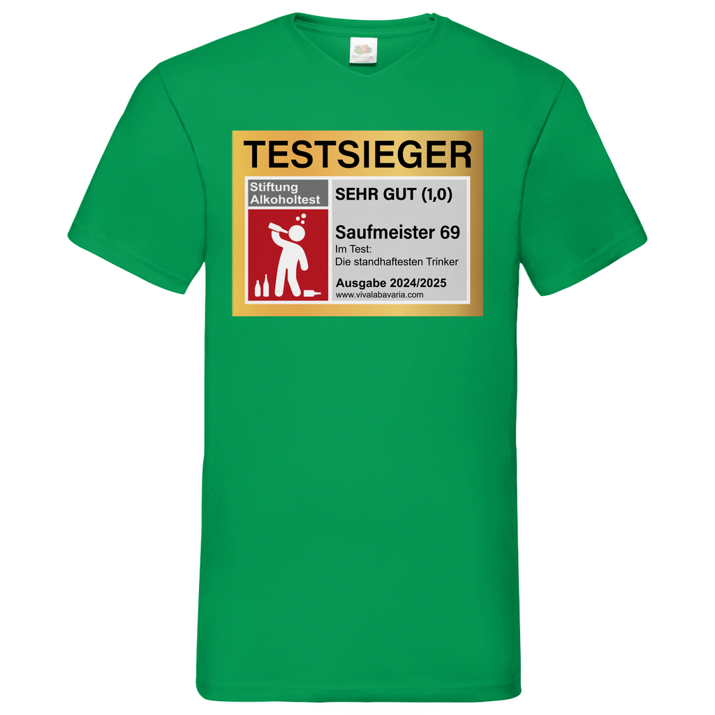 Testsieger Saufmeister 69 - Herren V-Neck Shirt Kelly Green