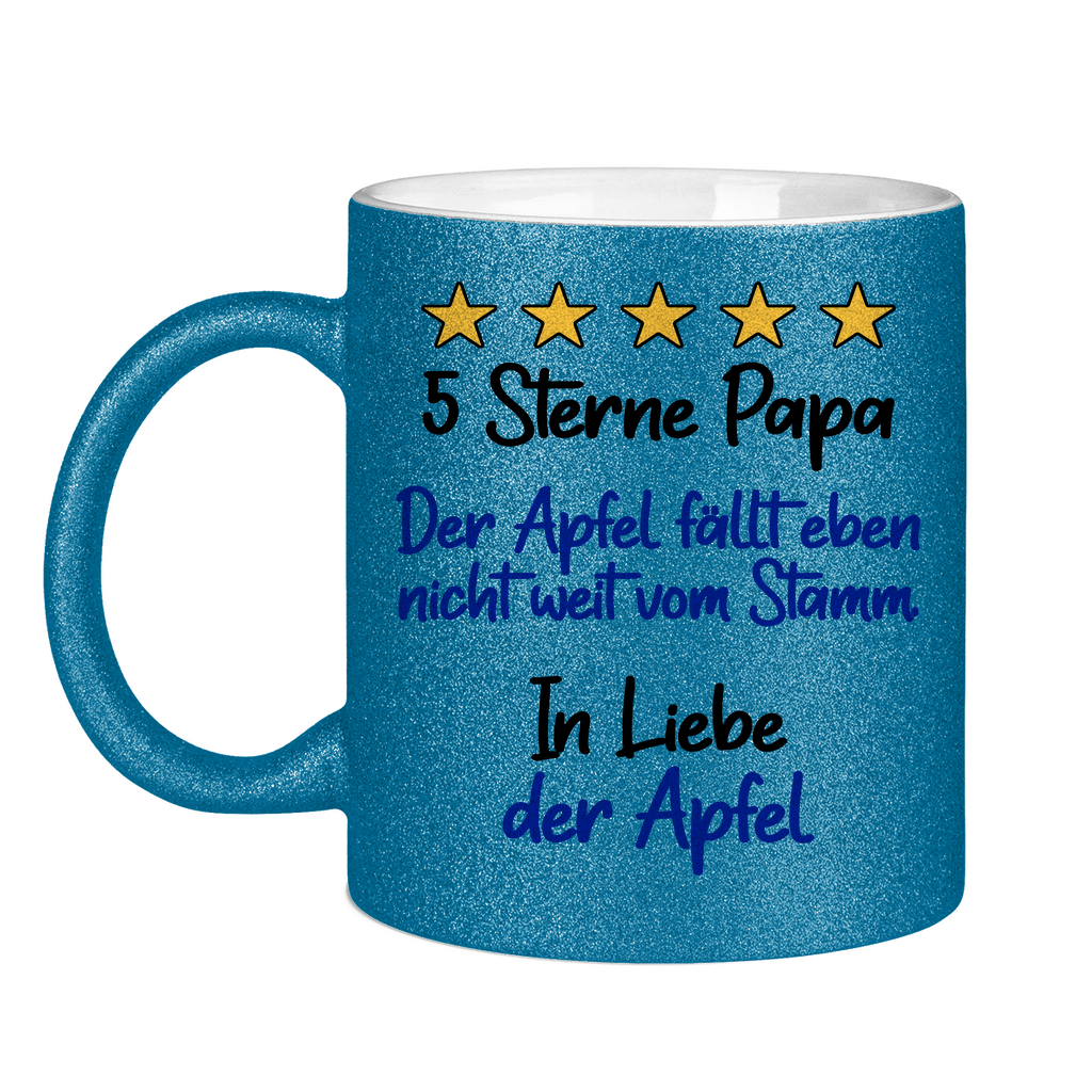 5 Sterne Papa in liebe der Apfel - Glitzertasse Blue Glitter One size