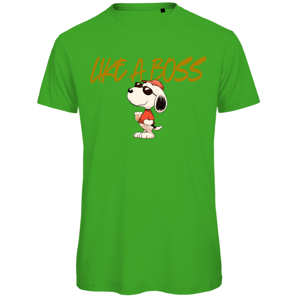 Peanuts Snoopy mit Bier Like a Boss - Herren Premium Bio T-Shirt Real Green