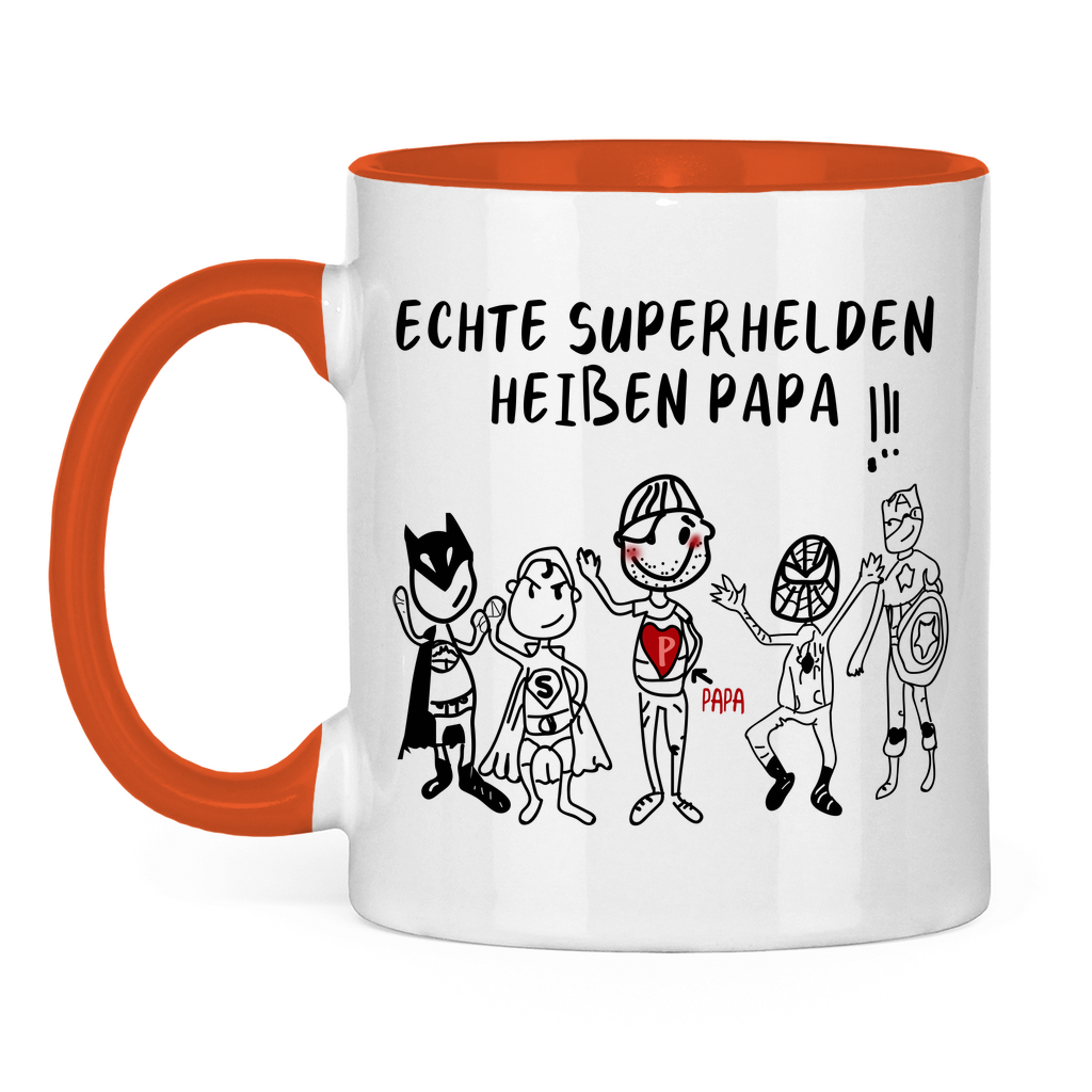 Echte Superhelden heißen Papa! - Tasse zweifarbig